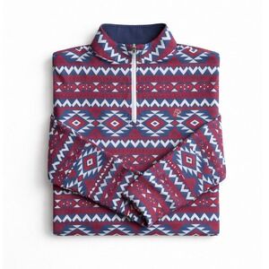 Rhoback Men's Quarter Zip Pullover Aztec  Performance Golf Red White Blue- S